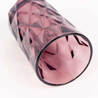 Pink diamond-patterned glass tumbler