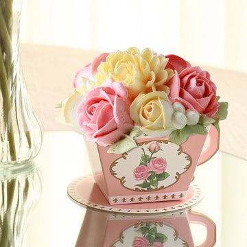 Add Vintage Charm to Your Event with Dusty Rose Mini Teacup and Saucer Gift Boxes