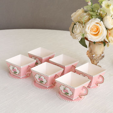 Create a Graceful and Sophisticated Atmosphere with Dusty Rose Mini Teacup and Saucer Gift Boxes