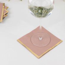 50 Pack Dusty Rose Paper Beverage Napkins with Gold Foil Edge