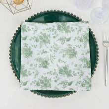 5 Pack Dusty Sage Green Floral Polyester Napkins, Reusable Seamless Dinner Napkins