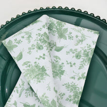 5 Pack Dusty Sage Green Floral Polyester Napkins, Reusable Seamless Dinner Napkins