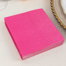 50 Pack Fuchsia Soft 2-Ply Paper Beverage Napkins, Disposable Cocktail Napkins 18GSM - 5inch