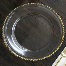 12 Inch Gold Beaded Round Glass Charger Plates In Pack Of 8