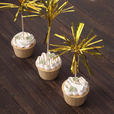 Festive cupcakes with gold decorations for celebrations and gifting.