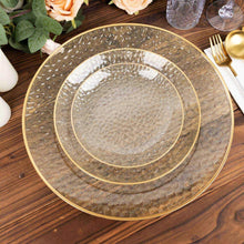 10 Pack Gold Glitter Clear Hammered Plastic Dessert Plates, Round Disposable Appetizer Salad Plates 