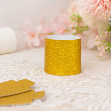 Convenience Meets Style with Gold Glitter Disposable Napkin Bands