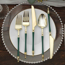 24 Gold And Hunter Green Utensil Set With Roman Column Handle