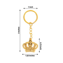 5 Pack Gold Metal Princess Crown Keychain Party Favor, Pre-Packed Wedding Party Favor