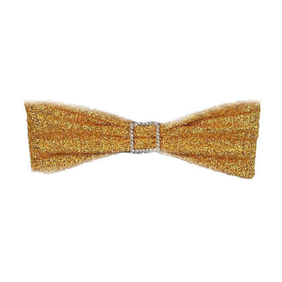 Gold glitter bow tie with a sparkling silver buckle.