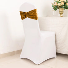 5 Pack Gold Premium Crushed Velvet Ruffle Chair Sashes, Decorative Wedding Chair Bands