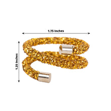4 Pack Gold Sparkle Rhinestone Swirl Napkin Rings, Elegant Cloth Napkin Holders