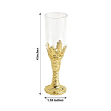 12 Pack Clear Plastic Champagne Flutes 4 Inch with Gold Stem Mini Glass Party and Gift Favors