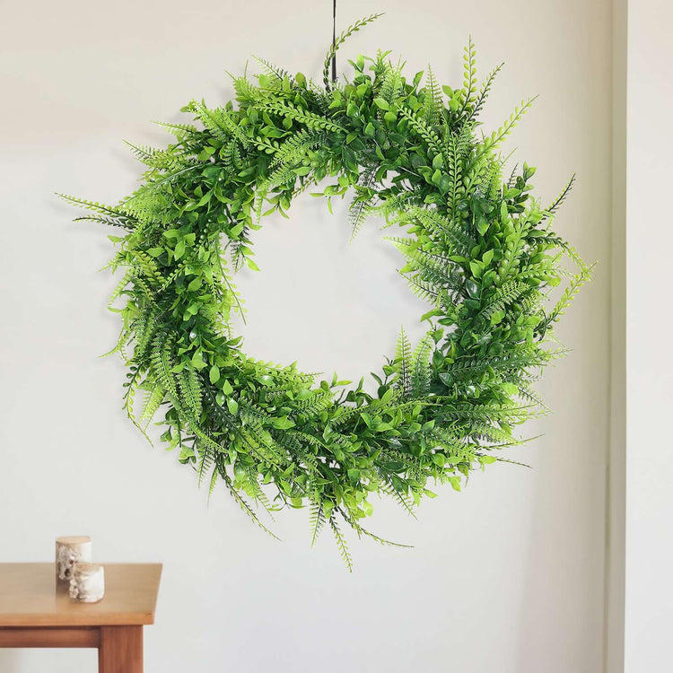 Pack of 2 Artificial Boxwood Fern Green Lifelike Spring Wreath 22 Inch