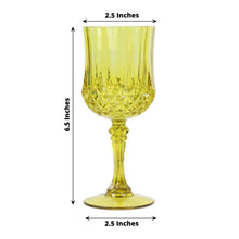 6 Pack Green Crystal Cut Reusable Plastic Wine Glasses, Shatterproof Cocktail Goblets 8oz