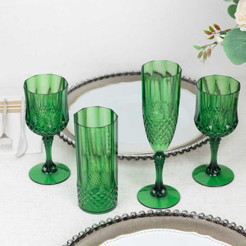Elegant Hunter Emerald Green Shatterproof Party Glasses