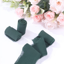 2 Pack Hunter Emerald Green Silk-Like Chiffon Ribbon Roll, DIY Wedding Bouquet Linen