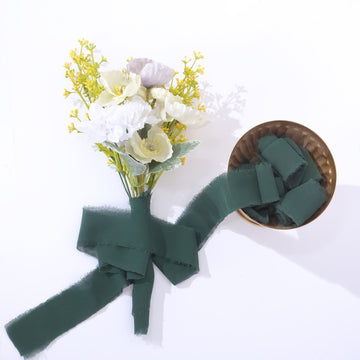 Enhance Your Creations with Hunter Emerald Green Silk-Like Chiffon Linen Ribbon
