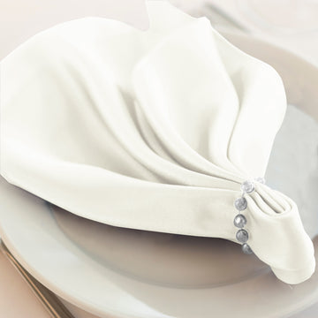 5 Pack Ivory Premium Scuba Cloth Napkins, Wrinkle-Free Reusable Dinner Napkins - 20"x20"