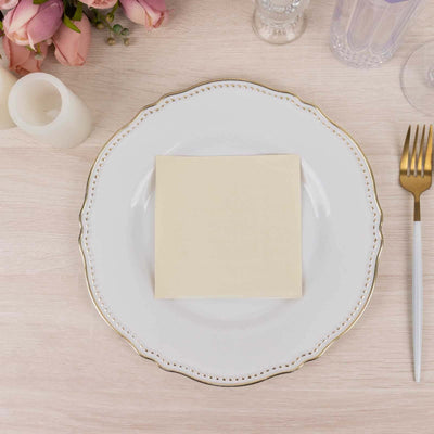 Elegant blank square card on a decorative plate for event decor