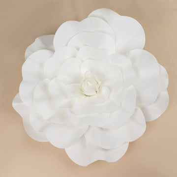 2 Pack Large White Real Touch Artificial Foam DIY Craft Roses 24"