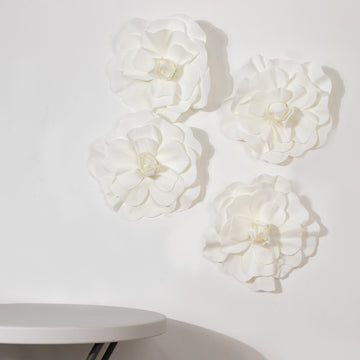 Realistic and Durable White Foam Roses