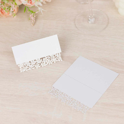 Elegant floral cutout blank place cards for events and weddings