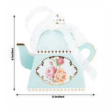 25 Pack Tea Pot Favor Box With Ribbon 4 Inch In Light Turquoise