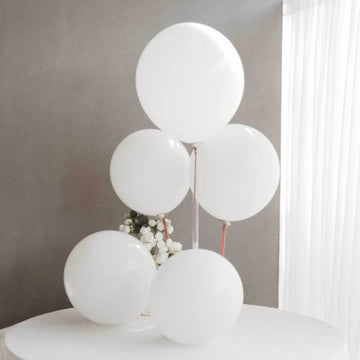10 Pack Matte Pastel White Helium or Air Latex Party Balloons 18"