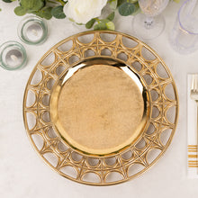 6 Pack Metallic Gold Acrylic Plastic Serving Plates With Hollow Semi Circle Rim
