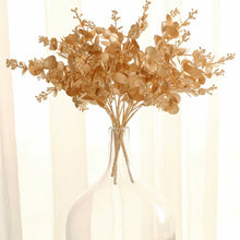 4 Pack Metallic Gold Artificial Eucalyptus Leaves Bushes, Faux Spray Plant Vase Fillers Floral Decor