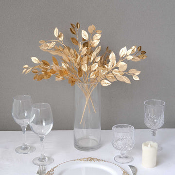 Elevate Your Decor Game with Artificial Metallic Gold Italian Ruscus Leaves