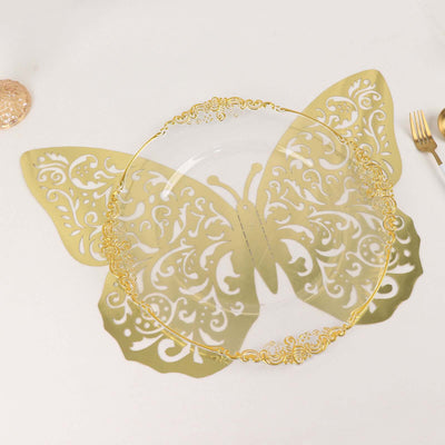 Butterfly-shaped decorative plate with intricate gold design