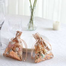12 Pack Metallic Rose Gold Polyester Drawstring Favor Gift Bags, Wedding Party Candy Bags