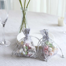 12 Pack Metallic Silver Polyester Drawstring Favor Gift Bags, Wedding Party Candy Bags