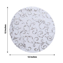 10 Pack Metallic Silver Sheer Organza Round Placemats with Embossed Foil Flower Design