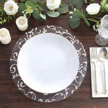 10 Pack Metallic Silver Sheer Organza Round Placemats with Embossed Foil Flower Design