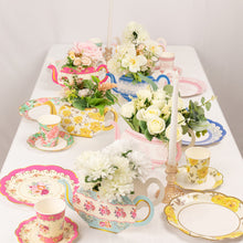 6 Pack Mixed Paper Teapot Favor Boxes with Vintage Floral Design, Flower Boxes Centerpiece Tea Party