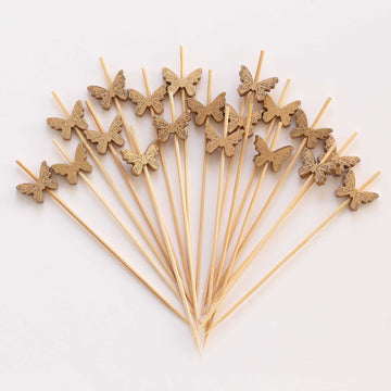 Create a Sustainable and Stylish Celebration with Natural Biodegradable Butterfly Cocktail Sticks