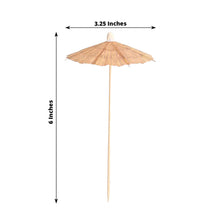 50 Pack Natural Biodegradable Tiki Hut Paper Umbrella Cocktail Sticks, Eco Friendly Bamboo