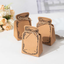 25 Pack Natural Mini Mason Jar Shaped Paper Gift Boxes With Jute Rope Ties