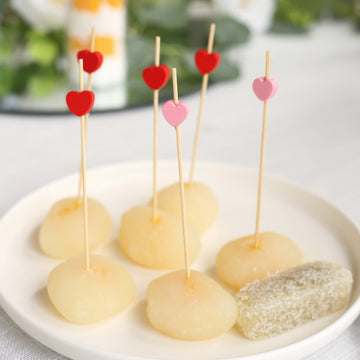 Elevate Your Event with Red Pink Biodegradable Bamboo Heart Skewers