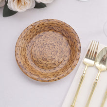 25 Pack Natural Paper Dessert Appetizer Plates With Woven Rattan Print