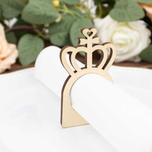 10 Pack Natural Wooden Princess Crown Rustic Napkin Rings, Boho Farmhouse Napkin Holders - 3inch