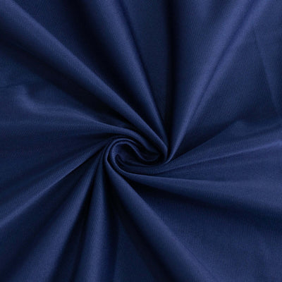 Navy blue fabric texture swirl close-up shot.