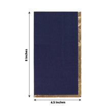 50 Pack Navy Blue Soft 2 Ply Dinner Paper Napkins with Gold Foil Edge