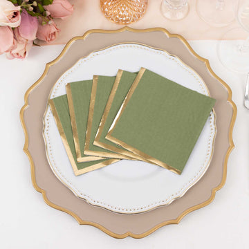 <strong>Gilded Olive Green Paper Party Napkins </strong>