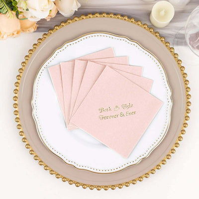 Pink napkins with "Beth & Kyle Forever & Ever" printed on them.
