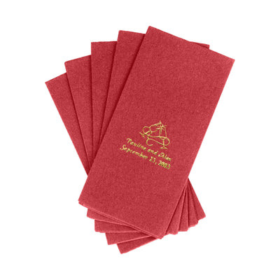 Personalized red napkins with embroidery for special events