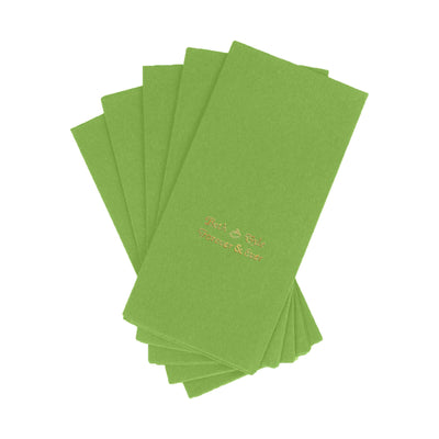 Set of six green note cards with gold embossed lettering.